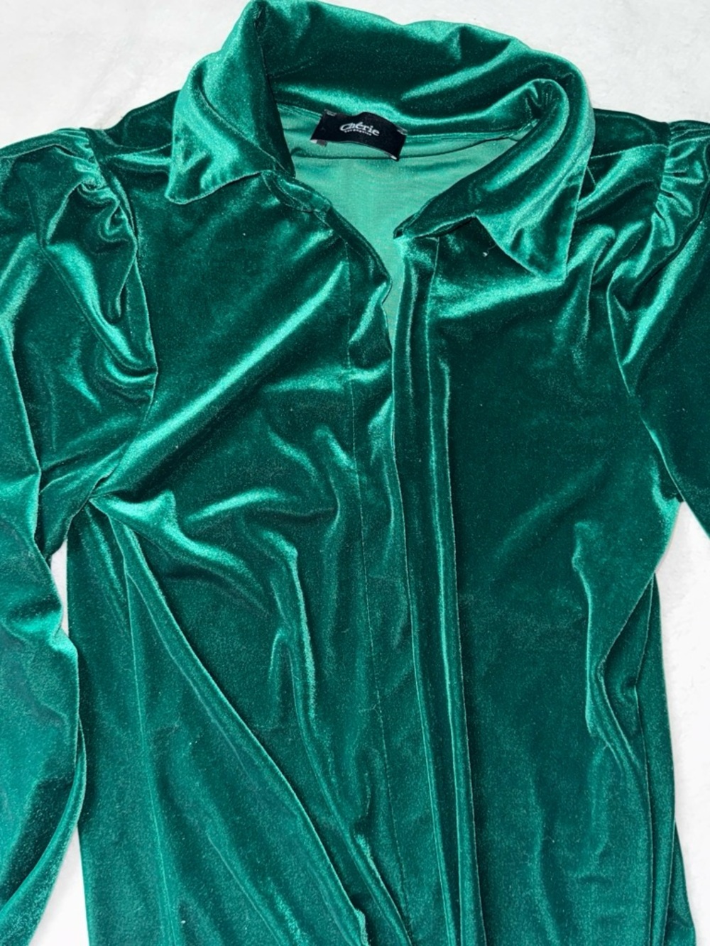 Cherie Emerald Green Long Sleeve Velvet Dress
